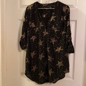 Torrid black/gold Harper Georgette Tunic - 0